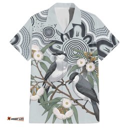 Australia Grey Butcherbird Hawaiian Shirt Eucalyptus Alba Indigenous Art LT14