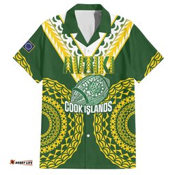 Custom Avaiki Cook Islands Rugby Hawaiian Shirt Kuki Airani Tatau Green LT14