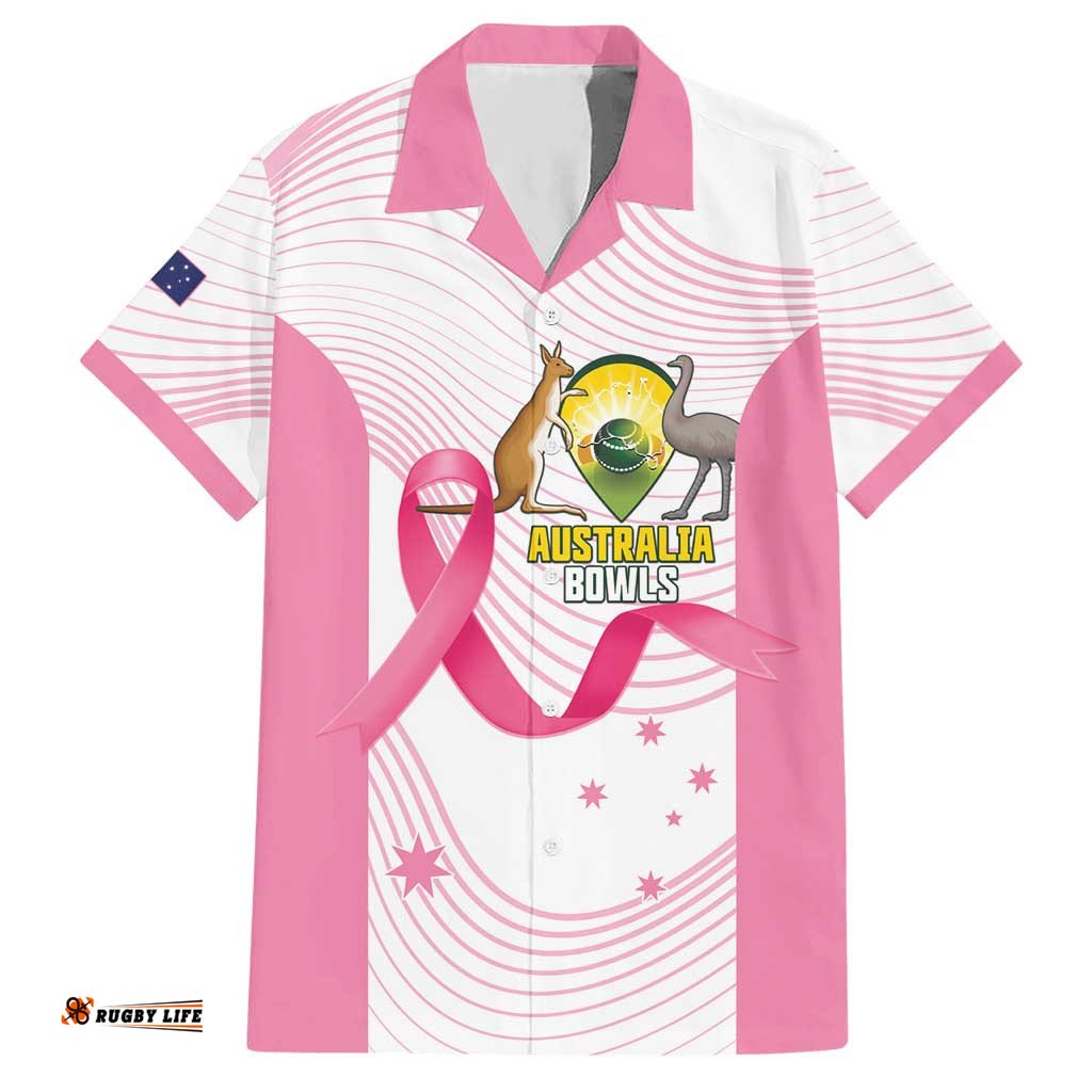 Custom Bowls Australia Breast Cancer Hawaiian Shirt Pink Ribbon Curve Sporty LT14