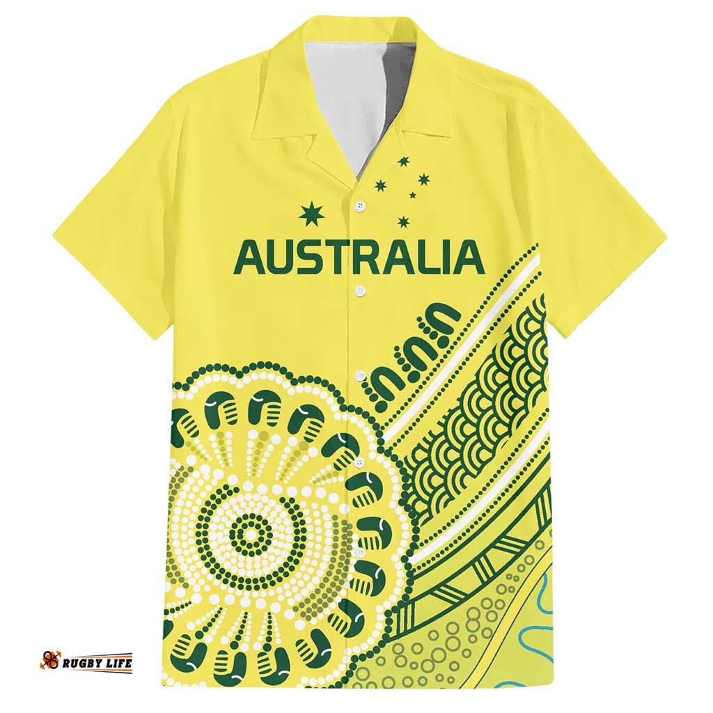 Custom Cricket Aussie Pride Hawaiian Shirt Aboriginal Dot Art Cricket LT9