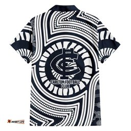Carlton Football Club Hawaiian Shirt Indigenous Monochrome Dot Art Mascot Style TS04