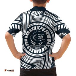 Carlton Football Club Hawaiian Shirt Indigenous Monochrome Dot Art Mascot Style TS04