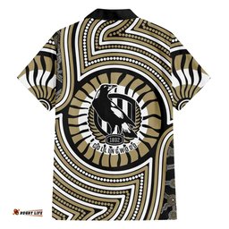 Collingwood Football Club Hawaiian Shirt Indigenous Monochrome Dot Art Mascot Style TS04