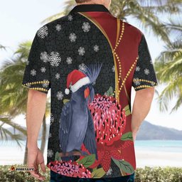 Australia Palm Cockatoo Christmas Hawaiian Shirt Probosciger Aterrimus Waratah Merry Chrissie LT14