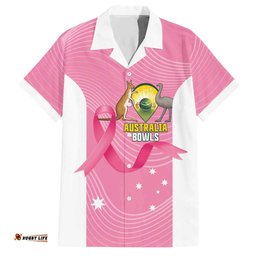 Custom Bowls Australia Breast Cancer Hawaiian Shirt Pink Ribbon Aussie Map With Kangaroo Emu LT14