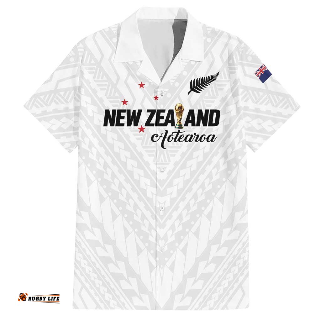 Custom Football New Zealand Hawaiian Shirt Aotearoa United White Version LT01