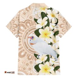 Australia Long-billed Corella Hawaiian Shirt Cacatua Tenuirostris Plumeria Aboriginal Art LT14