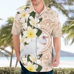 Australia Long-billed Corella Hawaiian Shirt Cacatua Tenuirostris Plumeria Aboriginal Art LT14