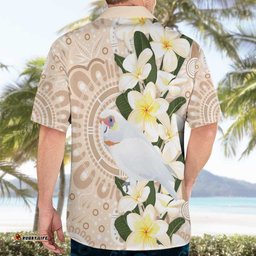 Australia Long-billed Corella Hawaiian Shirt Cacatua Tenuirostris Plumeria Aboriginal Art LT14