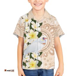 Australia Long-billed Corella Hawaiian Shirt Cacatua Tenuirostris Plumeria Aboriginal Art LT14