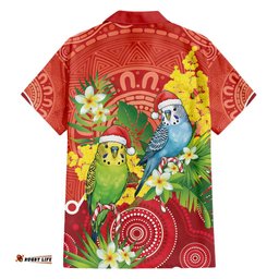 Budgerigar Australia Christmas Hawaiian Shirt Budgies Golden Wattle Aboriginal Red LT14
