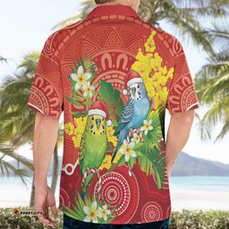 Budgerigar Australia Christmas Hawaiian Shirt Budgies Golden Wattle Aboriginal Red LT14