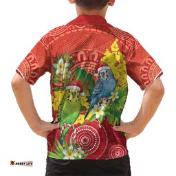 Budgerigar Australia Christmas Hawaiian Shirt Budgies Golden Wattle Aboriginal Red LT14