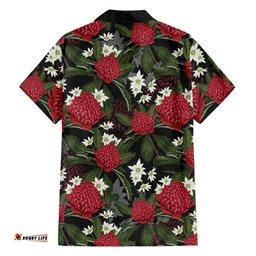Australia Waratah Flannel Flower Hawaiian Shirt Aussie Native Flowers Seamless Stylized LT14