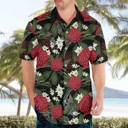 Australia Waratah Flannel Flower Hawaiian Shirt Aussie Native Flowers Seamless Stylized LT14