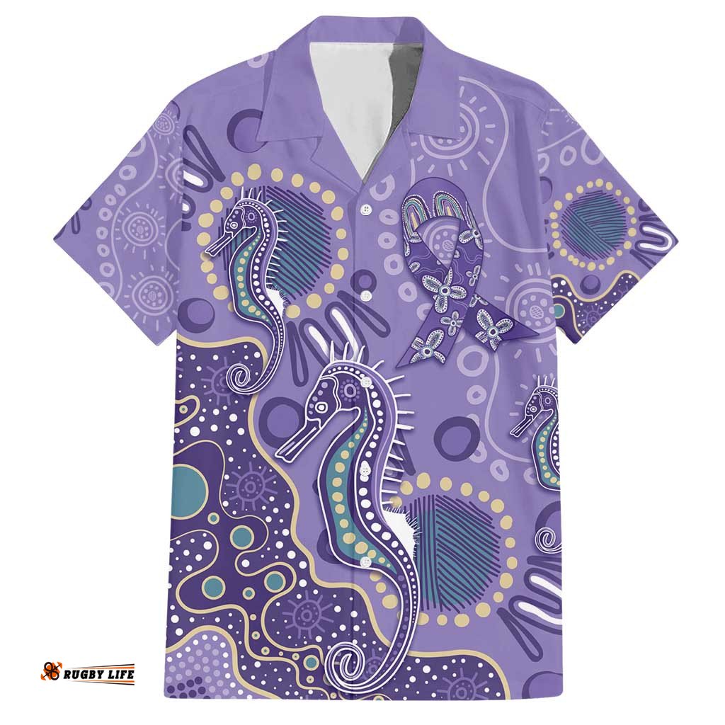 Australia Epilepsy Awareness Hawaiian Shirt Aboriginal Purple Ribbon with Seahorse LT7
