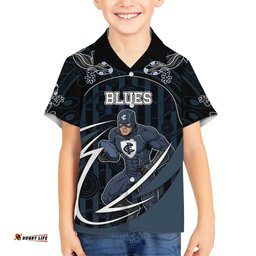 Custom Carlton Navy Hawaiian Shirt Captain With Aboriginal Art DT05