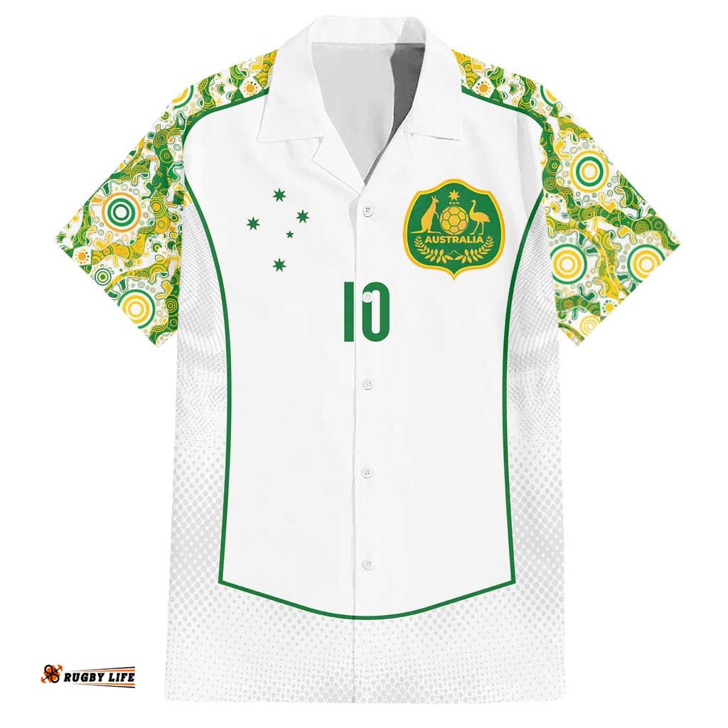 Custom Australia Football Hawaiian Shirt Aboriginal Pattern Sporty Style-White Color LT03