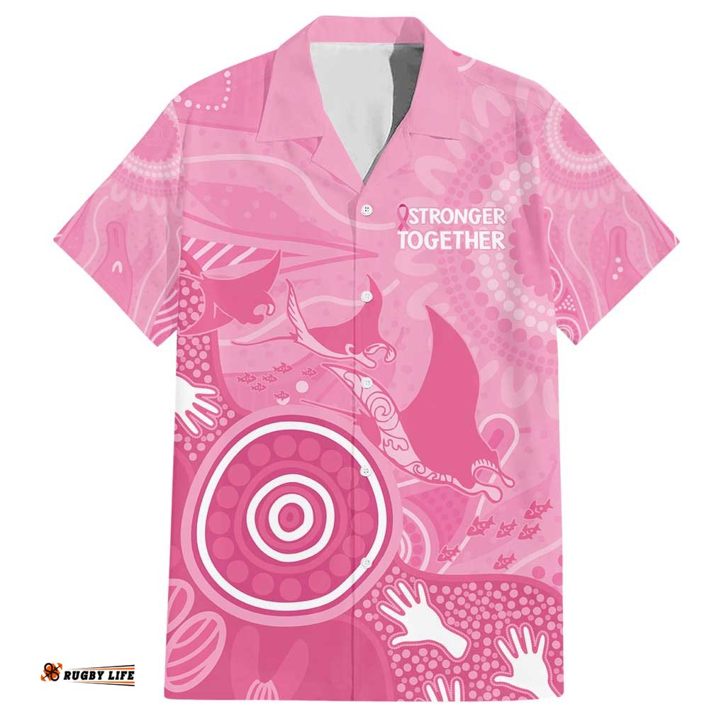 Australia Breast Cancer Awareness Hawaiian Shirt Pink Ribbon Manta Ray Aboriginal Art LT14