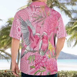 Australia Pink Galah Hawaiian Shirt Rose-breasted Cockatoo Waratah Indigenous Art LT14