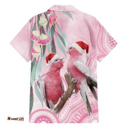 Australia Funny Pink Galah Christmas Hawaiian Shirt Aboriginal Eucalyptus Blossoms Watercolor LT14