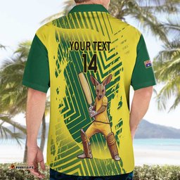 Custom Australia Cricket Hawaiian Shirt Aussie Baggy Greens - Kangaroo Mascot Style LT14