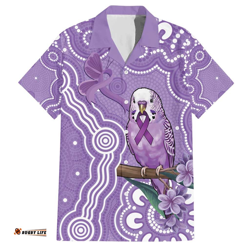 Australia Epilepsy Awareness Hawaiian Shirt Purple Budgerigar Plumeria Aboriginal LT14