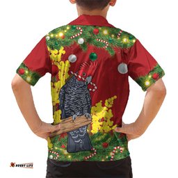 Australia Gang-gang Cockatoo Christmas Hawaiian Shirt Callocephalon Fimbriatum Golden Wattle Red LT14