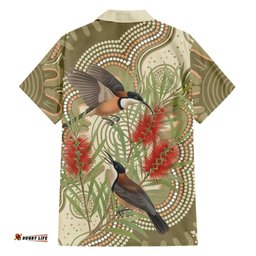 Australia Eastern Spinebill Hawaiian Shirt Aussie Honeyeater Bottlebrush Indigenous Art LT14