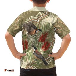 Australia Eastern Spinebill Hawaiian Shirt Aussie Honeyeater Bottlebrush Indigenous Art LT14
