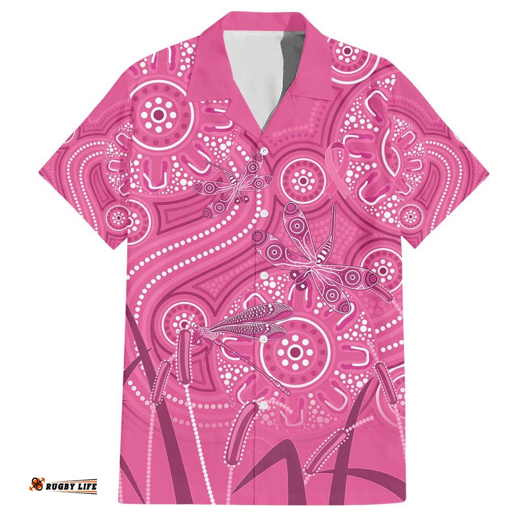 Australia Indigenous Pink Month Hawaiian Shirt Breast Cancer Aboriginal Dragonflies Ribbon LT14