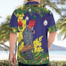 Australia Gang-gang Cockatoo Christmas Hawaiian Shirt Callocephalon Fimbriatum Golden Wattle Blue LT14