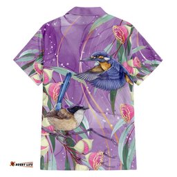 Australia Epilepsy Awareness Hawaiian Shirt Purple Fairy Wren with Eucalyptus Flowers LT7