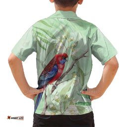 Australia Crimson Rosella Hawaiian Shirt Platycercus Elegans Eucalyptus Alba Watercolor LT14