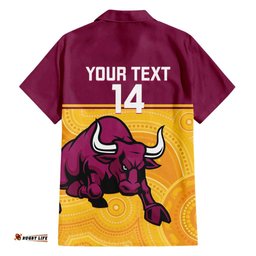 Custom Australia Queensland Cricket Hawaiian Shirt Go Bulls - Aboriginal Art LT14
