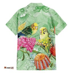 Birds and Floral Aussie Budgerigars Hawaiian Shirt Mint Opal LT7