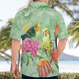 Birds and Floral Aussie Budgerigars Hawaiian Shirt Mint Opal LT7
