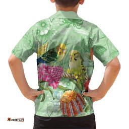 Birds and Floral Aussie Budgerigars Hawaiian Shirt Mint Opal LT7