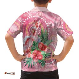 Breast Cancer Pink Cockatoo Hawaiian Shirt Australia Indigenous Watercolor Glaze LT7