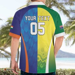 Custom Australia And India Cricket Hawaiian Shirt Ashoka Chakra With Aboriginal LT05