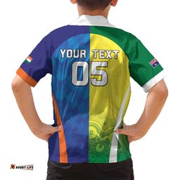 Custom Australia And India Cricket Hawaiian Shirt Ashoka Chakra With Aboriginal LT05