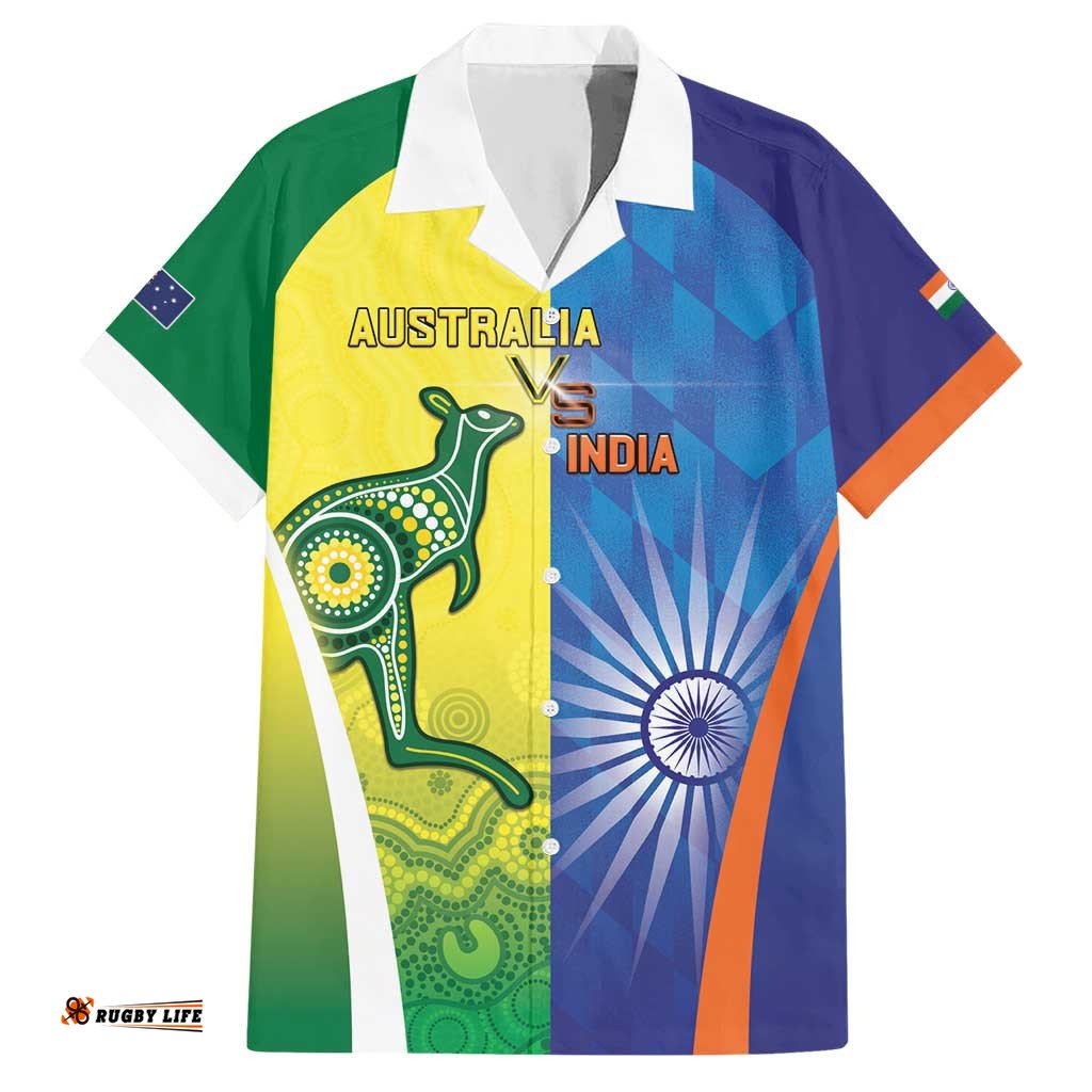Custom Australia And India Cricket Hawaiian Shirt Ashoka Chakra With Aboriginal LT05
