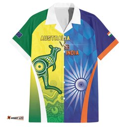 Custom Australia And India Cricket Hawaiian Shirt Ashoka Chakra With Aboriginal LT05
