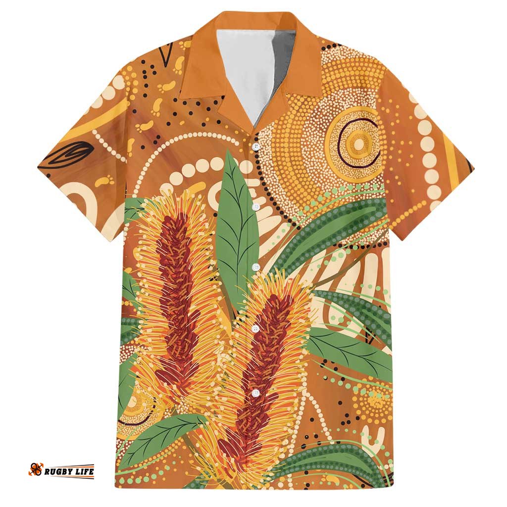 Australia Bottlebrush Hawaiian Shirt Callistemon Aussie Native Flowers Indigenous Art LT14