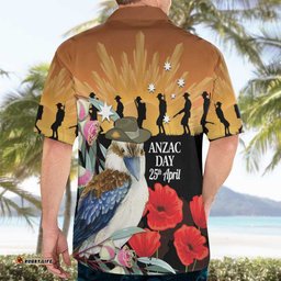 Australia Kookaburra ANZAC Day Hawaiian Shirt Rising Sun 25th April Poppy Eucalyptus Blossoms LT14