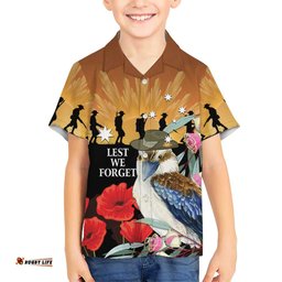 Australia Kookaburra ANZAC Day Hawaiian Shirt Rising Sun 25th April Poppy Eucalyptus Blossoms LT14