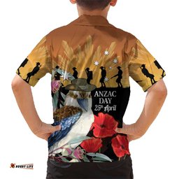 Australia Kookaburra ANZAC Day Hawaiian Shirt Rising Sun 25th April Poppy Eucalyptus Blossoms LT14