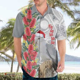 Blue Galah Mutation Christmas Australia Hawaiian Shirt Falalalala Galalah Bottlebrush Grey Aboriginal Art LT14