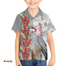Blue Galah Mutation Christmas Australia Hawaiian Shirt Falalalala Galalah Bottlebrush Grey Aboriginal Art LT14