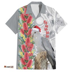 Blue Galah Mutation Christmas Australia Hawaiian Shirt Falalalala Galalah Bottlebrush Grey Aboriginal Art LT14